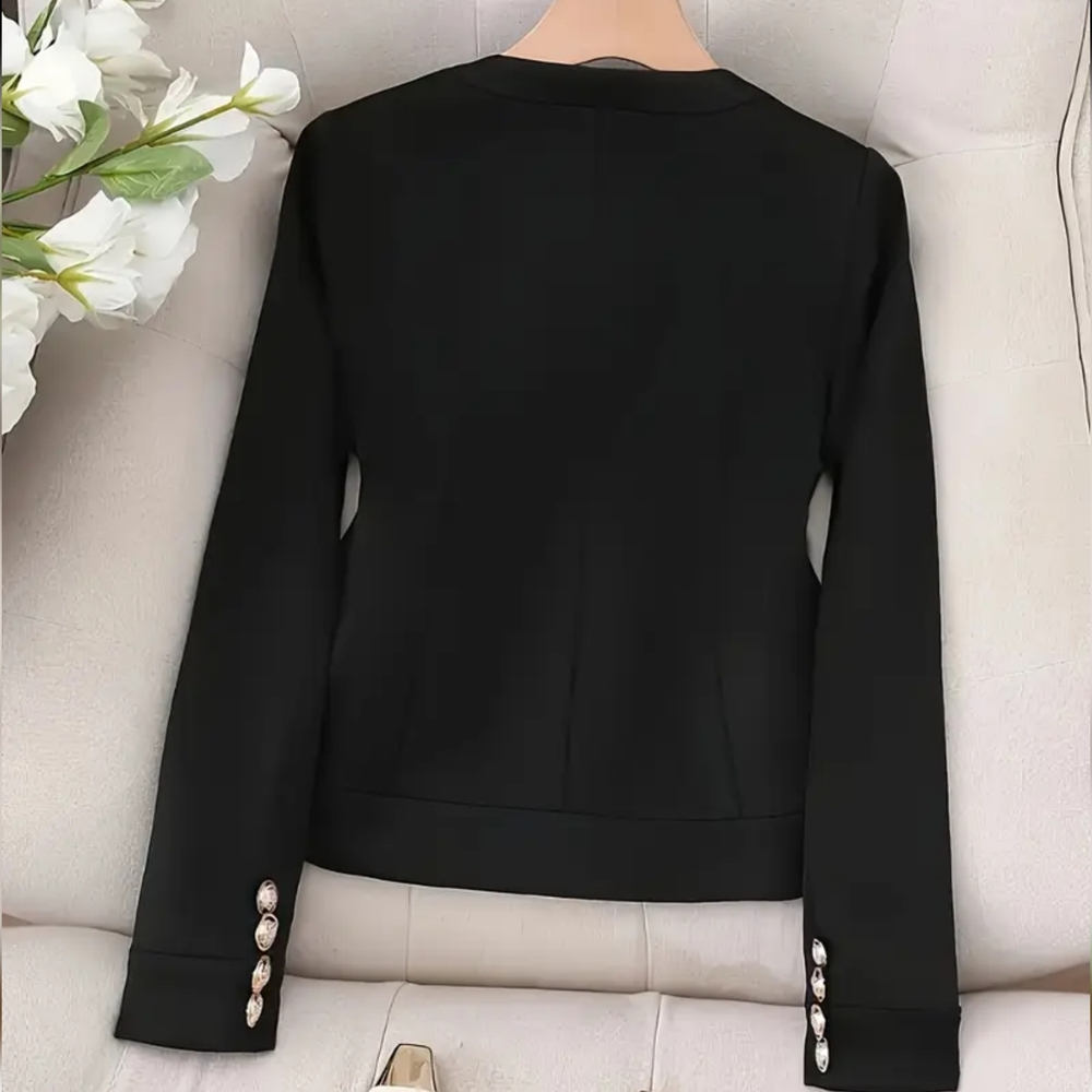 Black Buttoned Women's Jacket - Picture 4 of 7